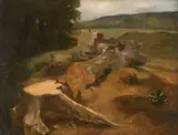 Grand arbre à terre by François-Louis Français, Huile sur papier marouflé sur toile,, sold Feb 2022