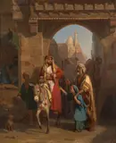 Jeune mendiante dans une rue du Caire by Edouard Girardet, Huile sur toile (Toile d'origine),, sold Feb 2022