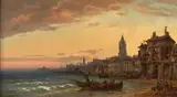 Le retour des pêcheurs au couchant by Charles Kuwasseg, Huile sur toile, sold Feb 2022