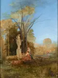 L'offrande des femmes romaines au pied d'une statue by Félix Ziem, Huile sur toile, sold Feb 2022