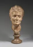 Buste de Madame Louis de Launay by Paul Paulin, Plâtre patiné façon terre cuite,, sold Feb 2022