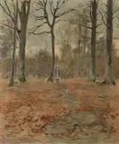 Croix dans un sous-bois by Étienne Moreau-Nélaton, Huile sur toile (Toile d'origine),, sold Feb 2022