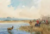 Bât-l'eau au cerf au rallye Bonnelles by Karl André Reille, Aquarelle gouachée, sold Feb 2022