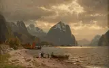 Effets de lumière sur un fjord by Adelsteen Normann, Huile sur panneau, sold Feb 2022