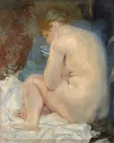 Femme nue se chauffant by Paul-Albert Besnard, Huile sur toile (Toile d'origine), sold Feb 2022