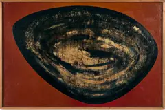 N°9-1954, PETIT UNIVERS ROUGE by Anna-Eva Bergman, 1954, Huile et feuille de métal sur toile, sold Mar 2022