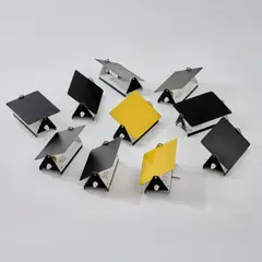 Zehn Wandleuchten 'CP-1' by Charlotte Perriand, 1963, Metallblech, gelb, schwarz und weiß lackiert (Steph Simon, Paris (ursprünglich); SCE, Frankreich), sold Jul 2025