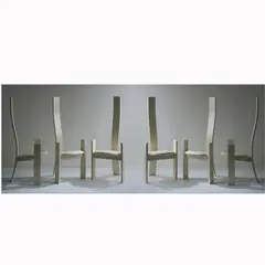 Sechs Stühle 'Golem' by Vico Magistretti, 1969, Massivholz, weiß lackiert, weißes Kunstleder (Poggi, Mailand), sold Jul 2025
