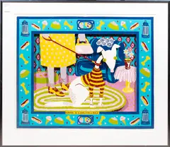 Granny's Little Nipper by Phoebe Cole, 1988, linocut, sold Sep 2026
