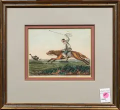 Gaucho Hunting Rhea by Theodore Goetz, engraving, sold Sep 2026