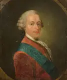 Portaits du comte Mikhaïl Illarionovitch Vorontsov et de son épouse dans des ovales feints by Aleksey Antropov, Portraits of Mikhaïl Illarionovitch Vorontsov and his wife, oil on canvas, a pair, attr. to A. P. Antropov, sold Mar 2022