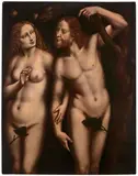 Adam et Eve au jardin d'Eden by dit Giampietrino Giovan Pietro Rizzoli, Huile sur panneau, doublé et renforcé, sold Mar 2022