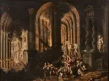 Enée et sa famille fuyant l'incendie de Troie by dit Monsù Desiderio François de Nomé, Huile sur toile, sold Mar 2022