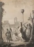 Le triomphe de David by Giuseppe Zocchi, Huile sur papier, sold Mar 2022