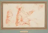 Etude de chasseur assis, avec reprise du bras et d'une main by François Lemoyne, Sanguine, sold Mar 2022