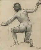 Nu féminin de dos, étude pour 'L'Eté' by Pierre Puvis de Chavannes, Crayon noir, estompe et rehauts de craie blanche, sold Mar 2022