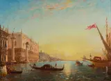 Soleil levant devant la Piazzetta et le palais des Doges, Venise by Félix Ziem, Huile sur toile, sold Mar 2022