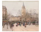 Vue des boulevards à Saint-Germain-des-Prés by Eugène Galien-Laloue, Gouache sur trait de crayon noir, sold Mar 2022
