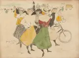 Les cyclistes by George Bottini, 1897, Aquarelle sur papier, sold Mar 2022