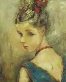 Portrait de jeune fille by Isaac Ryback, Huile sur toile, sold Mar 2022