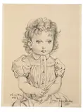 Portrait de Nicole by Léonard-Tsuguharu Foujita, 1958, Encre et lavis d'encre sur papier, sold Mar 2022