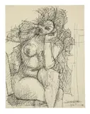 Nu assis by Marcel Gromaire, 1945, Encre de Chine sur papier, sold Mar 2022