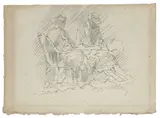 Deux personnages assis by Jacques Villon, Crayon sur papier, sold Mar 2022