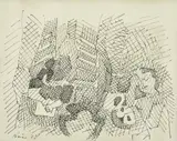 Femme écrivant by Francisco Bores, 1937, Encre sur papier, sold Mar 2022
