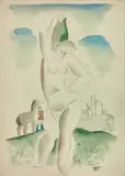 Nu dans un paysage by Béla Kádár, circa 1940, Aquarelle sur papier, sold Mar 2022
