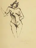 Nu cubiste by Roger de La Fresnaye, 1912, Encre sur papier, sold Mar 2022