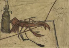 Lampe à huile et homard by Bernard Buffet, 1948, Huile sur toile, sold Mar 2022