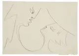 Couple de Mentonnais by Jean Cocteau, circa 1956, Crayon gras sur papier, sold Mar 2022