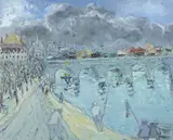 Pont sur l'Yonne, Auxerre by Jean Fusaro, Huile sur toile, sold Mar 2022