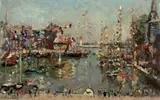 La Pentecôte à Honfleur by André Hambourg, circa 1960, Huile sur toile, sold Mar 2022