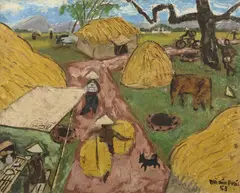 Paysage de campagne by Bui Xuan Phai, 1953, Huile sur toile montée sur panneau, sold Mar 2022