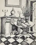 Le guéridon by Georges Bauquier, 1978, Crayon gras sur papier, sold Mar 2022