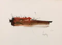 Composition by Georges Mathieu, 1959, Encre et aquarelle sur papier, sold Jun 2022