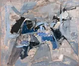 Progression de bleu by Albert Bitran, 1972-73, Gouache sur papier marouflé sur toile, sold Jun 2022
