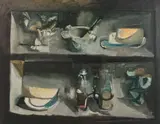 Etagères by Antoni Clavé, 1952, Huile sur toile, sold Jun 2022