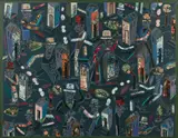 Textura-ciudad by Antonio Seguí, 1990, Technique mixte et collage sur toile, sold Jun 2022