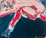 Les bas rouges by Bengt Lindström, Huile sur toile, sold Jun 2022