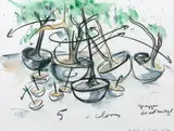 Sans titre by Fabrice Hyber, 2005, Aquarelle et fusain sur papier, sold Jun 2022