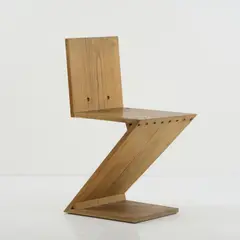 'Zig Zag' - Stuhl, 1932-34 (Entwurf) by Gerrit Rietveld, van de Groenekan, De Bilt, 1950er Jahre (G.A), sold Dec 2024