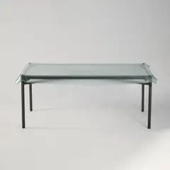 Tisch 'Illusion' by Philippe Starck, 1992, Metallprofile, geschwärzt, Messing, Glas, transparent, matt (Fiam, Pesaro), sold Dec 2024