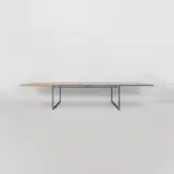Unikat Prototyp Tisch 'Double Table' by Jörg Schellmann, 2013, Rahmen Stahlrohr, obere Tischplatte Birkenholz, untere Tischplatte steingrau lackiert (RAL 7030) (Schellmann Furniture, , sold Dec 2024