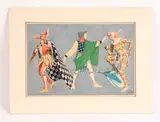 Three jesters by Dan Sweeney, Watercolor, sold Sep 2022