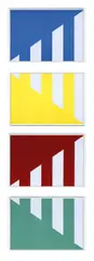 Hors d'oeuvres n°32 by Daniel Buren, 2013, 4 impressions offset en une couleur (bleu, jaune, rouge et vert), sold Apr 2022