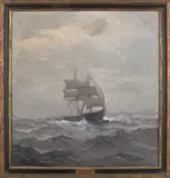 ship portrait by Amos Birdsall, Jr., oil on canvas, sold Dec 2011
