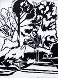 Untitled (Black & White Forest) by Janet Cooling, 2021, oil on canvas, sold Sep 2025
