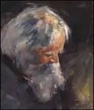 The Old Rabbi (Church of the Holy Sepulchre) by Daniel Izzard, 1983, oil on board, sold Jan 2015